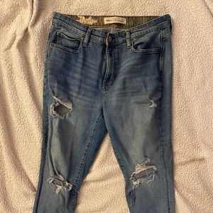 high rise skinny jeans | medium wash | distressed